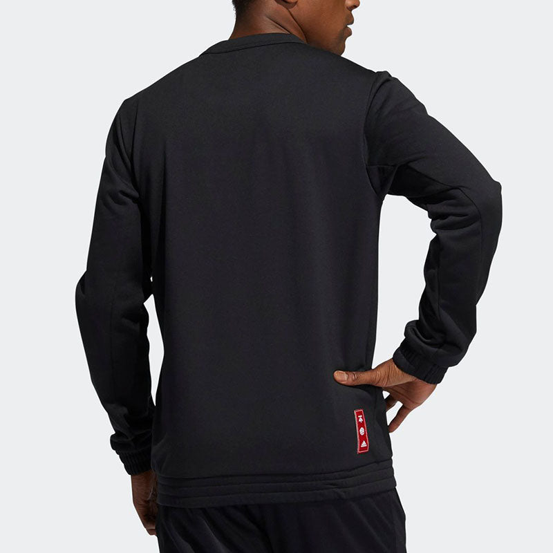 adidas Mic Gfx Crew New Year's Edition Basketball Sports Fleece Lined Round Neck Pullover Black GQ2833