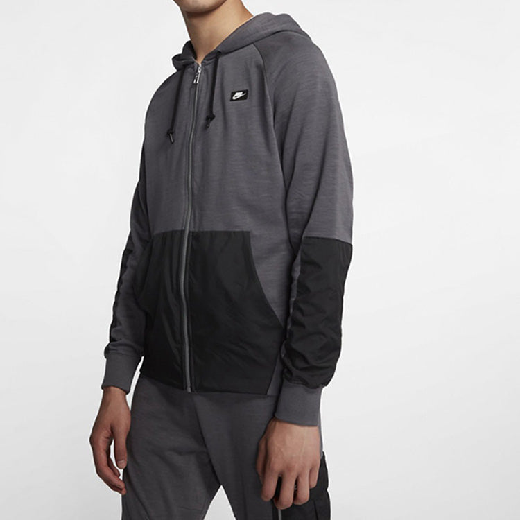 Nike Colorblock Sports Running hooded Drawstring Jacket Gray CI9585-021