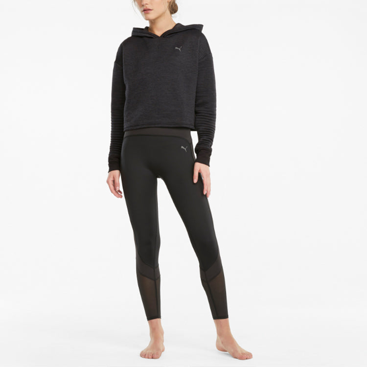 (WMNS) PUMA STUDIO Textured Training Skimmer Hoodie 'Black' 520993-01