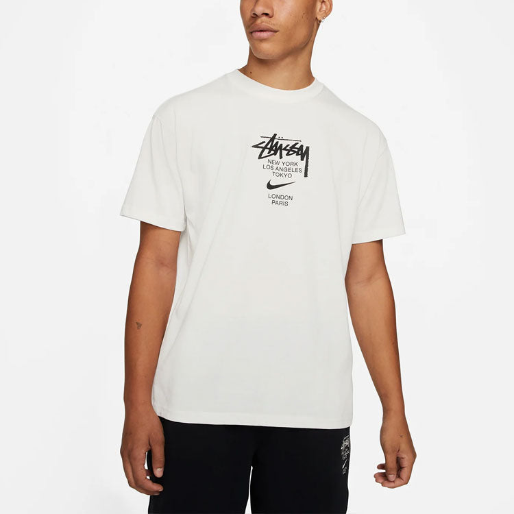 Nike x Stussy Crossover Logo Round Neck Pullover Sweatshirt 'White' DD3342-121
