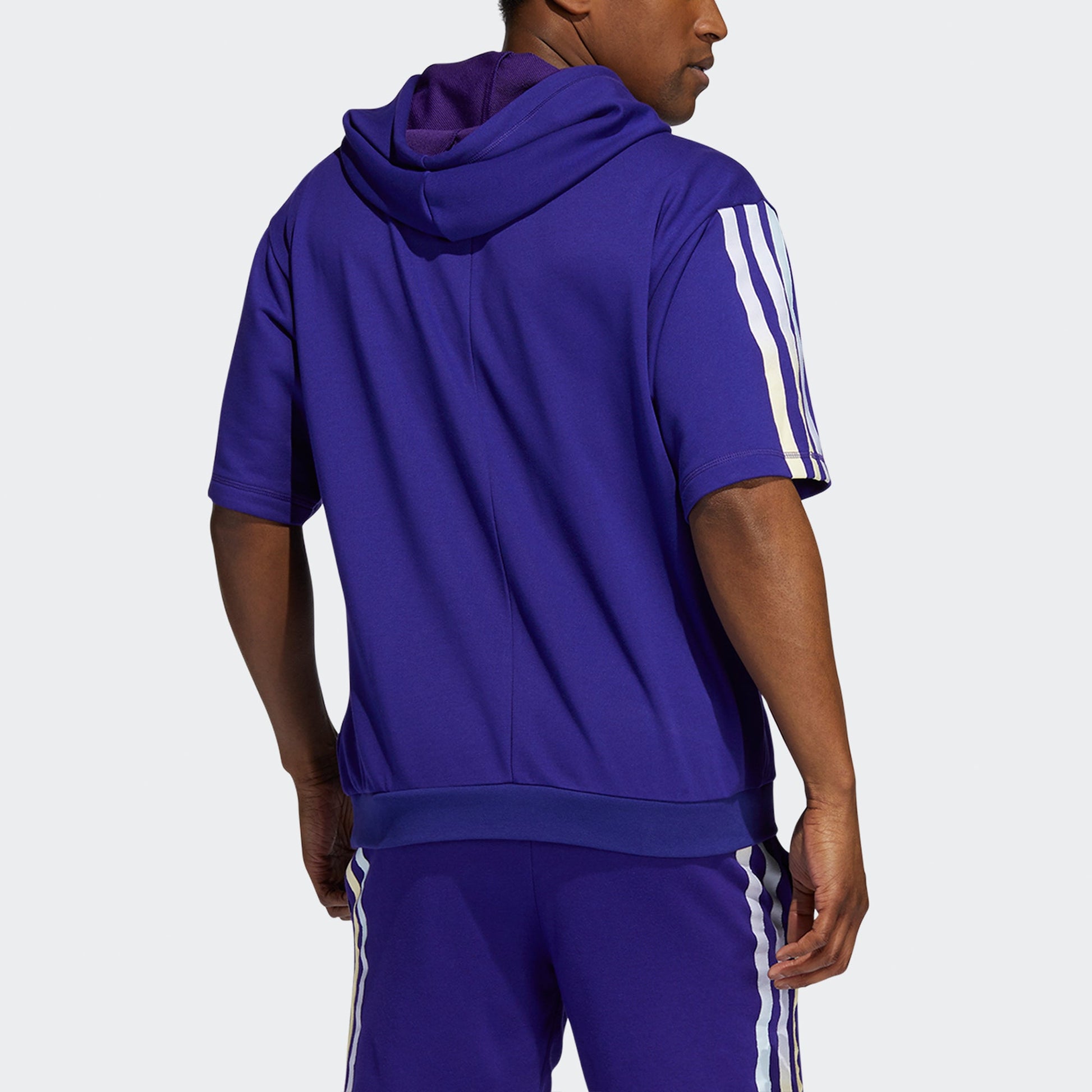Men's adidas Dm Ss Basketball Sports Short Sleeve Blue Purple HB6759