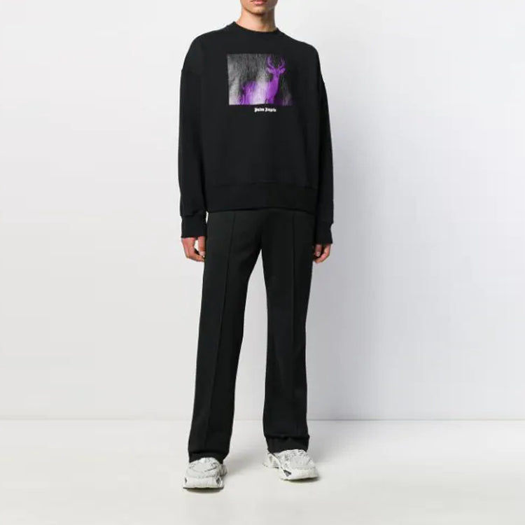Men's PALM ANGELS dear Printing Pullover Round Neck Black PMBA026F196310051088