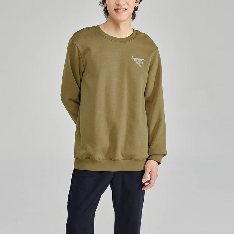 Skechers Letter Printed Crew Sweater 'Olive Green White' L423U073-01N2