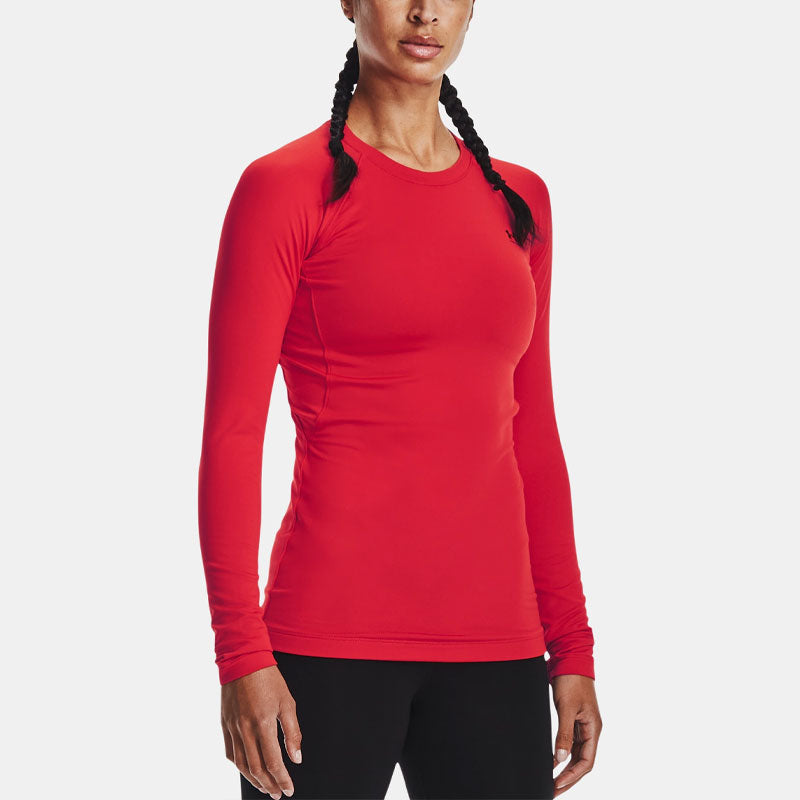 (WMNS) Under Armour ColdGear Authentics Crew Shirt 'Red' 1368701-600