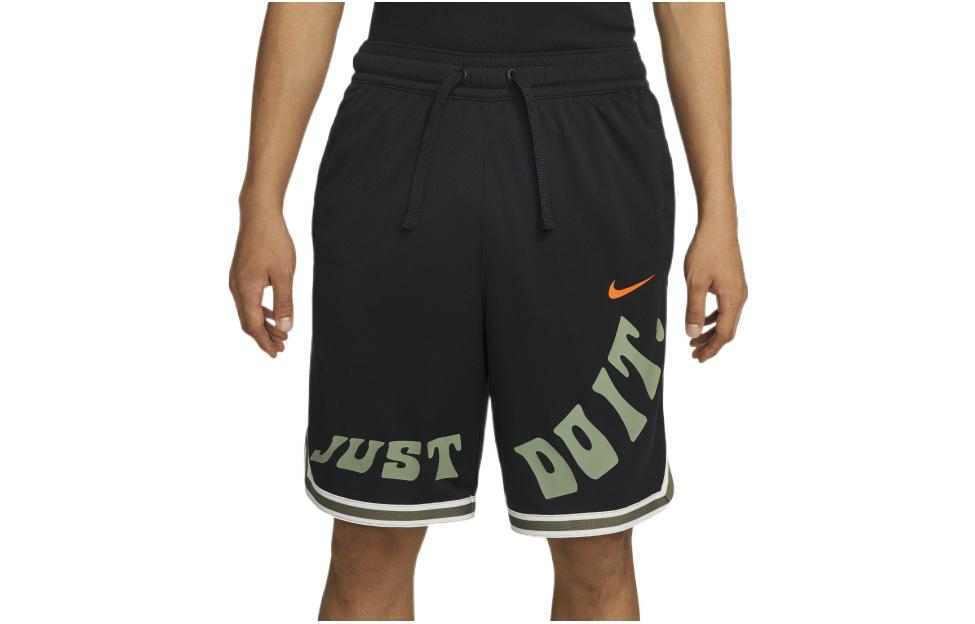 Men's Nike Brand Logo Alphabet Printing Pattern Drawstring Elastic Waistband Basketball Shorts Black DX6138-010
