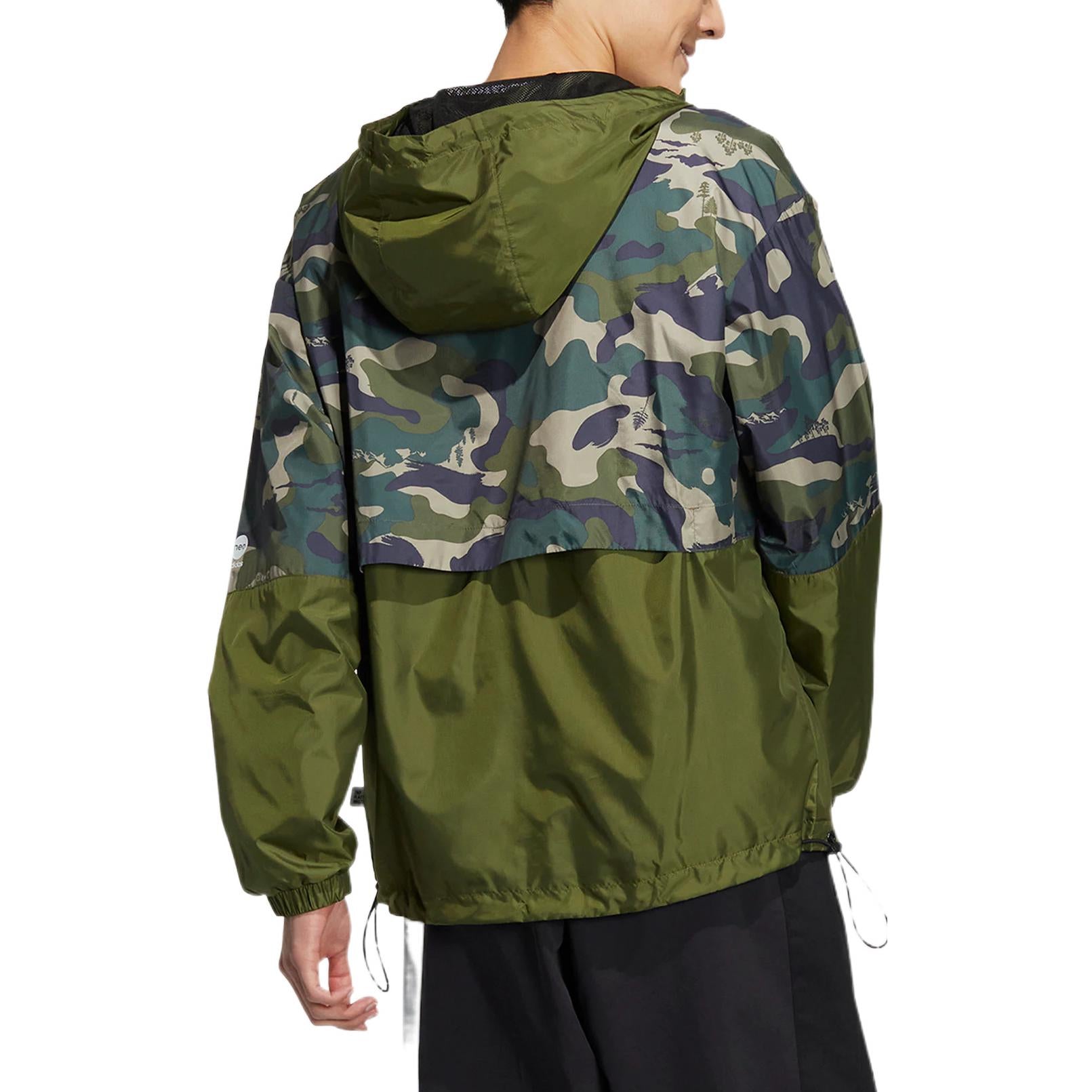 adidas neo U Util Wb 1 Printing Pattern Half Zipper Hooded Jacket Green HN2424