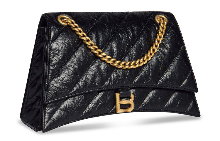 (WMNS) Balenciaga Crush Medium Chain Bag Quilted 'Black' 716393210J11000