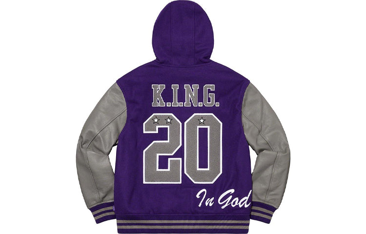 Supreme King Hooded Varsity Jacket 'Purple Grey' SUP-FW20-219