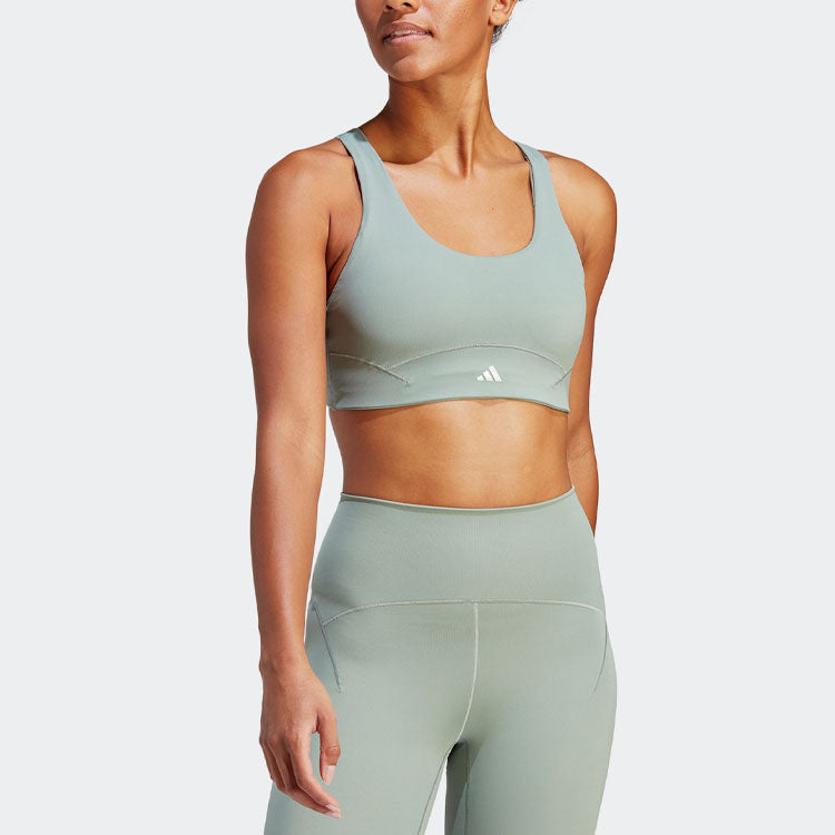 (WMNS) adidas CoreFlow Luxe Studio Medium-Support Bra 'Green' HR3034