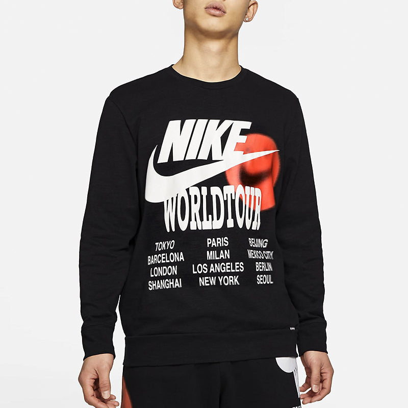 Nike MENS Sports Casual Letter Print Crew-neck Black DA0630-010