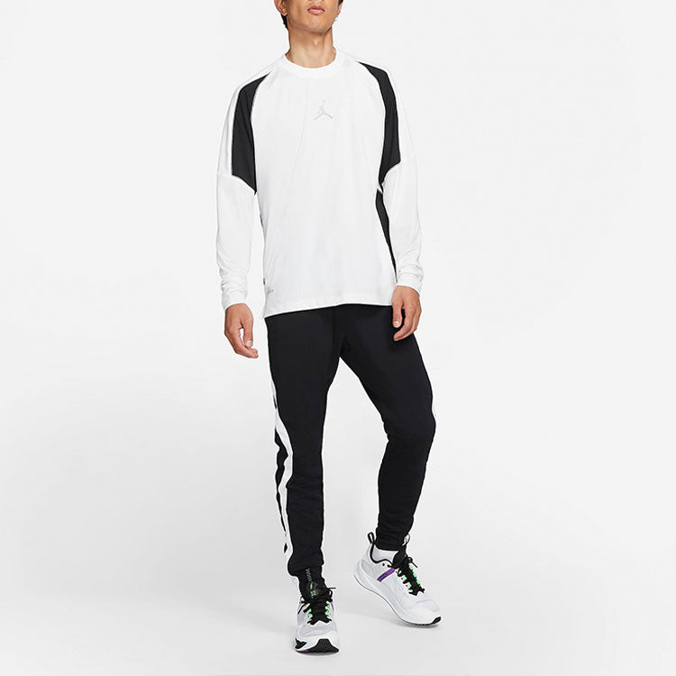 Air Jordan Jumpman Colorblock Quick Dry Round Neck Long Sleeves White CV2352-100
