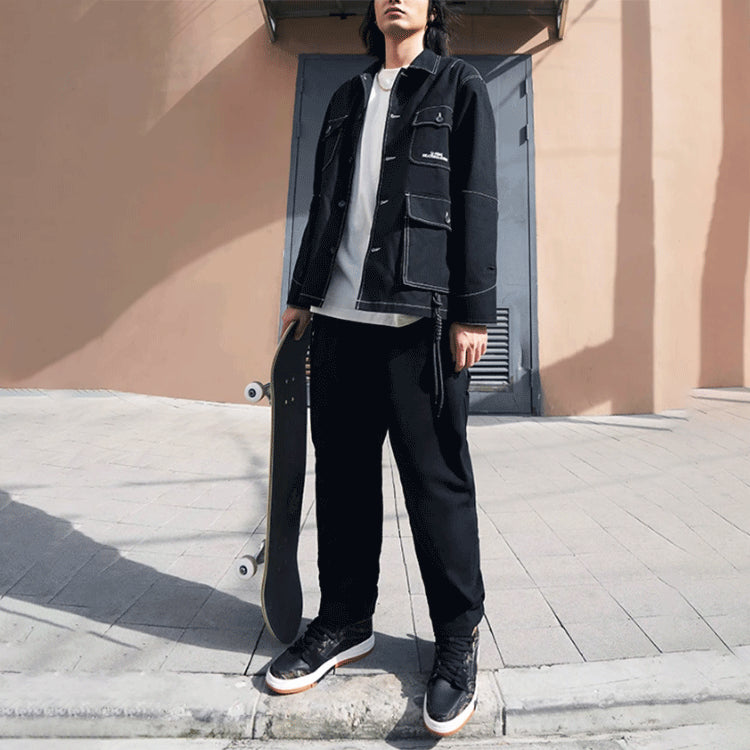 Li-Ning Skateboard Series Multiple Pockets Loose Jacket 'Black' AFDS103-1