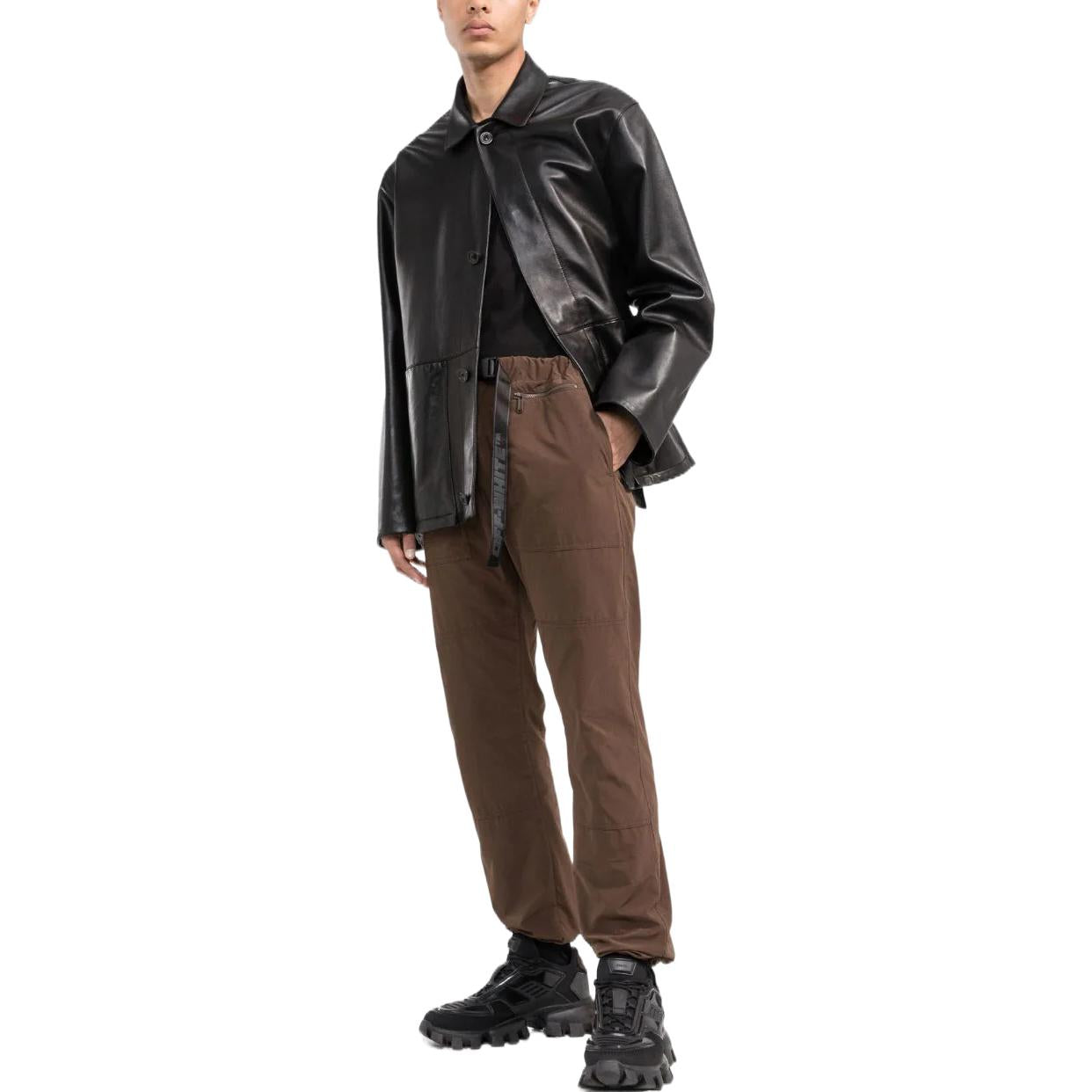 Off-White SS22 Solid Color Straight Casual Pants Ordinary Version Brown OMCA230S22FAB0016407