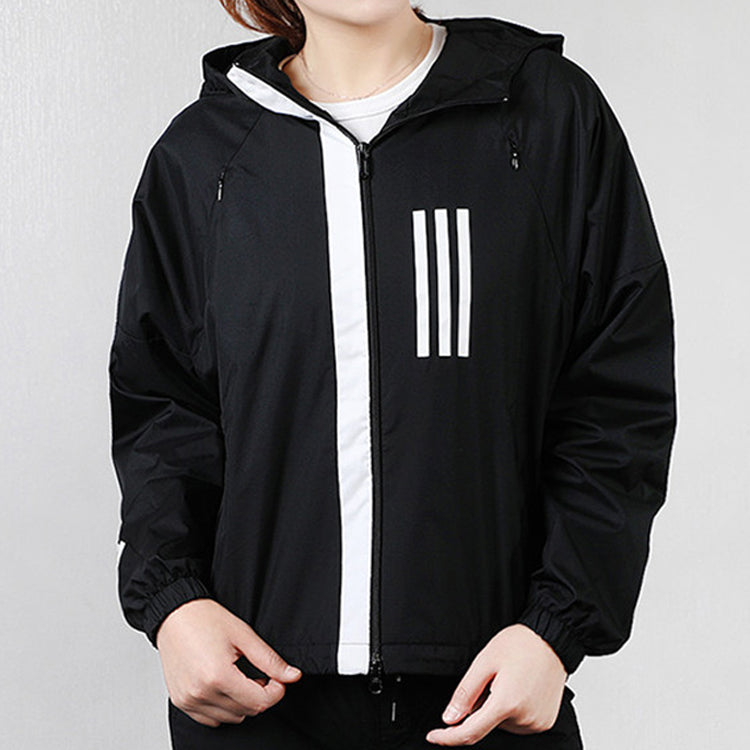 (WMNS) adidas Hooded Running Sports Jacket Black FH6664