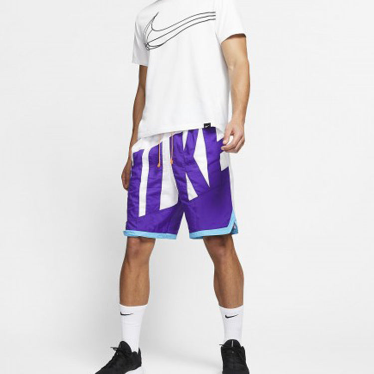 Nike DRI-FIT Throwback Large logo Drawstring Shorts Blue White Bluewhite AT3165-100