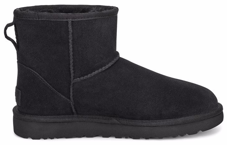 (WMNS) UGG Classic Mini UGG Rubber Logo 'Black' 1108231-BLK