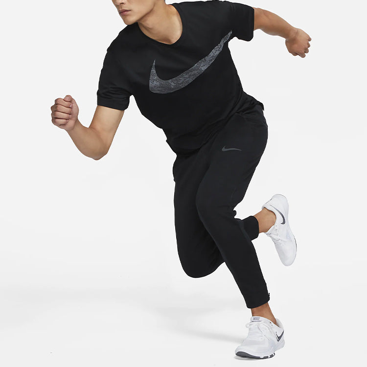 Nike Round Neck Training Short Sleeve 'Black Big Swoosh' CZ1355-010