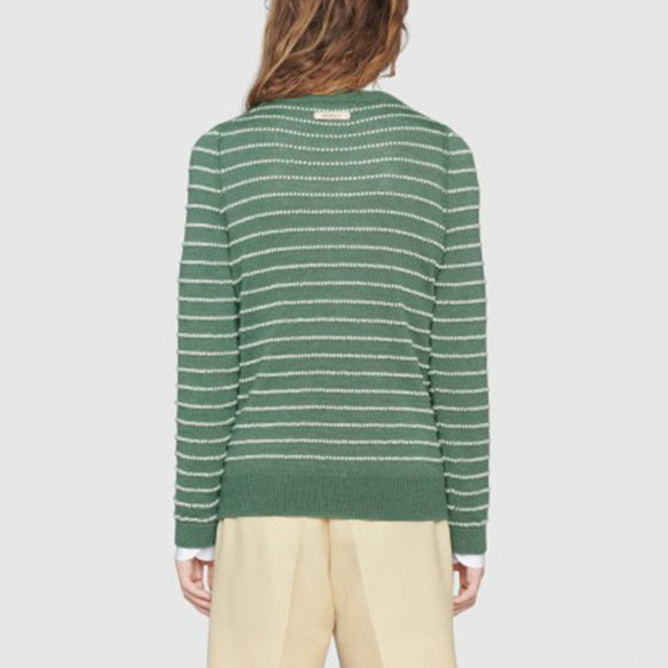 Gucci Striped Alpaca Wool V-Neck Sweater 'Green' 633610-XKBIL-3861