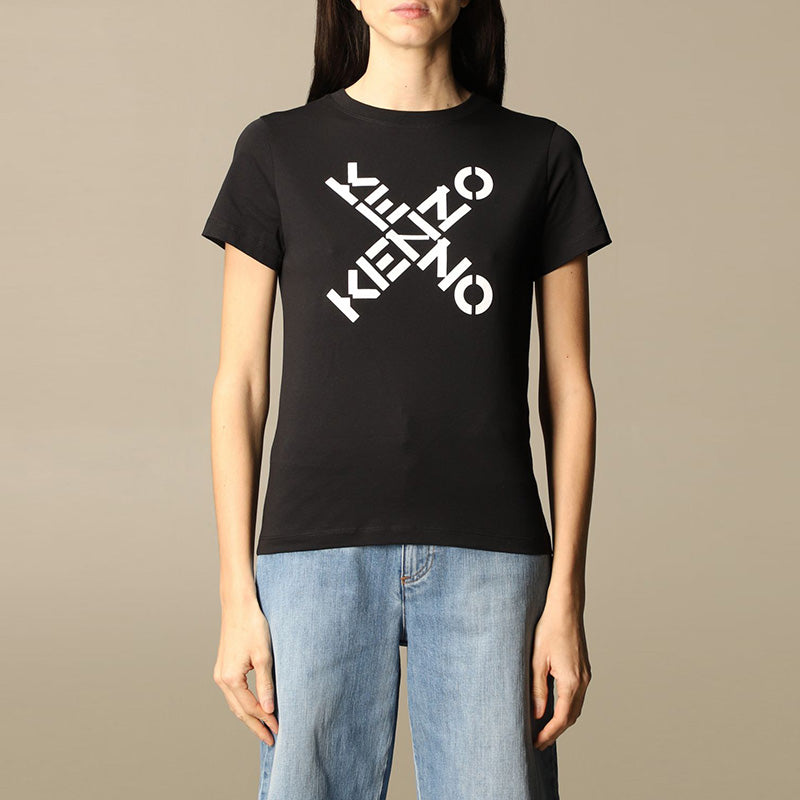 KENZO SS21 Big X Pattern Round Neck Short Sleeve Black FB52TS8504SJ-99