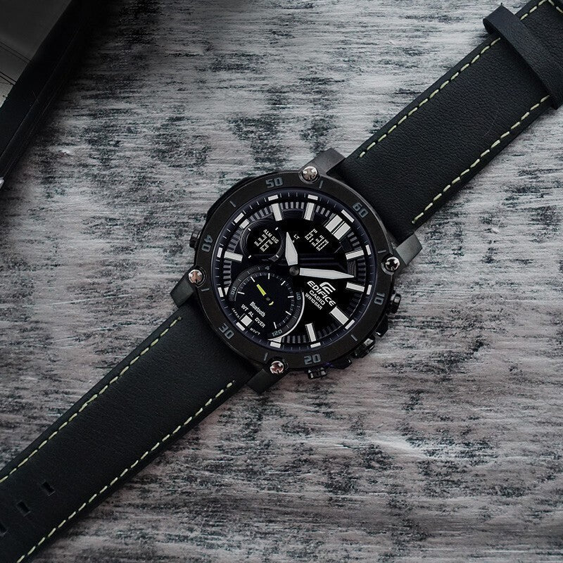 CASIO EDIFICE Mens Black Analog/Digital Combo ECB-20CL-12021