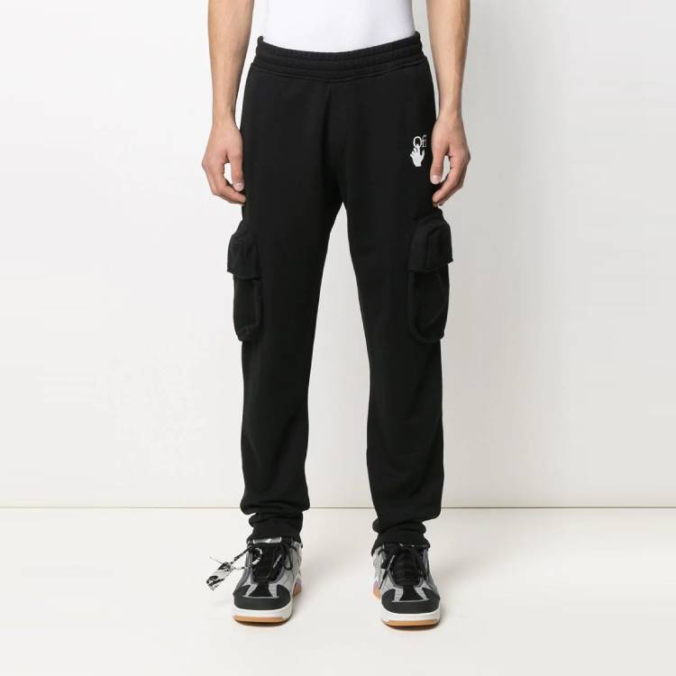 Off-White SS21 Logo Pocket Casual Sports Pants Black OMCH036R21FLE0021032