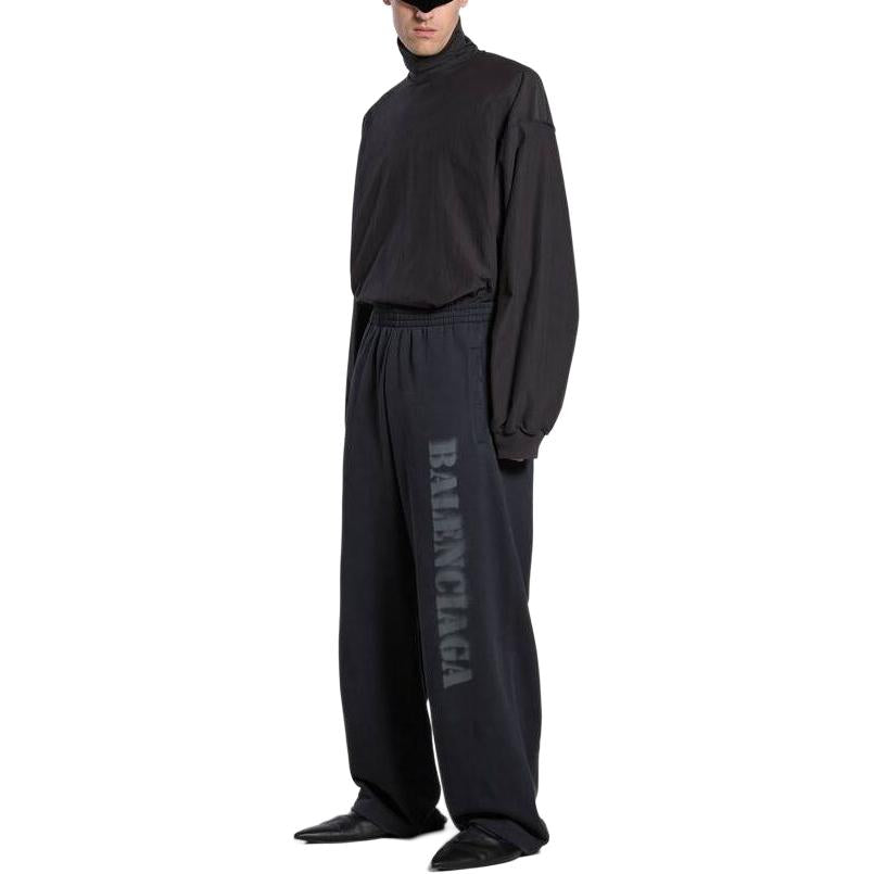 Balenciaga Stencil Type Baggy Sweatpants 'Black Grey' 771081TQVA41750