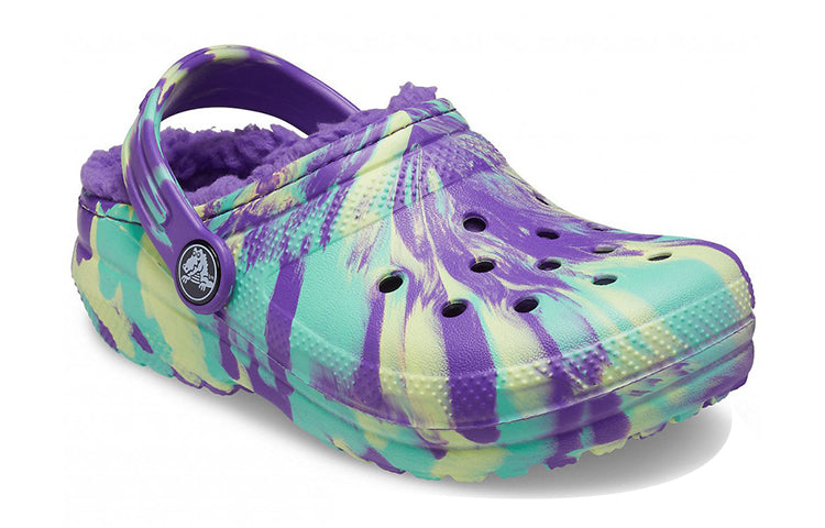 (GS) Crocs Classic Lined Marbled Clogs 'Neon Purple Multi' 207238-573