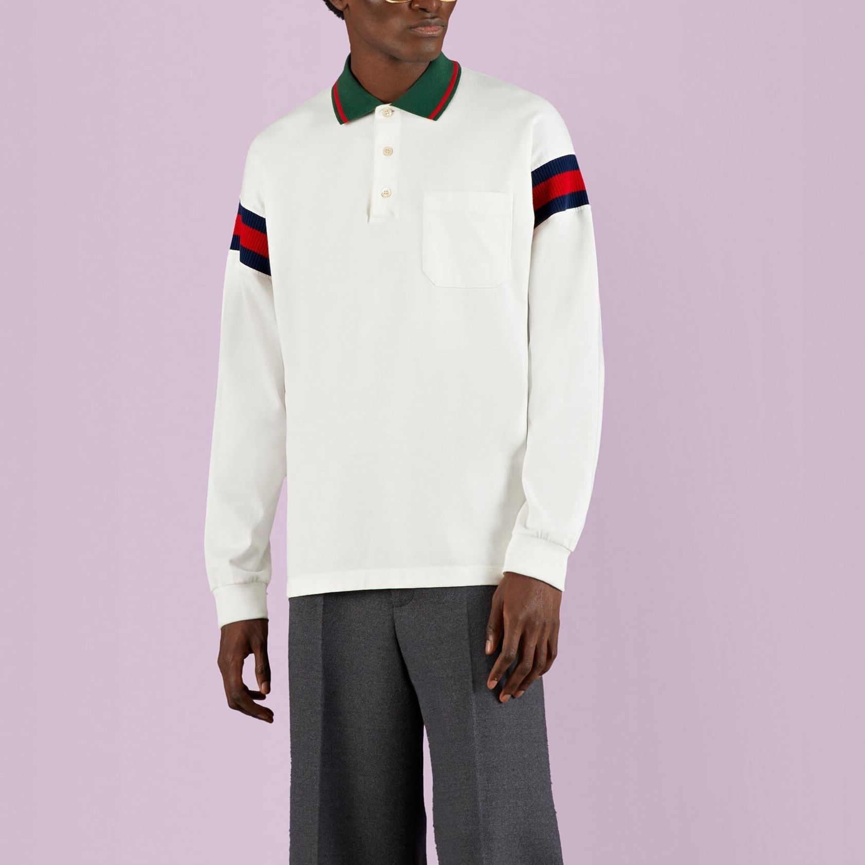 Gucci Cotton Jersey Polo Shirt With Web 'White' 715268-XJETR-9088