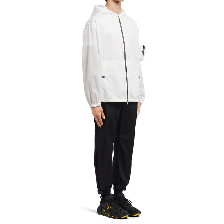Men's PRADA Solid Color Nylon Hooded Jacket White SGB740-1WQ8-F0009-S-202