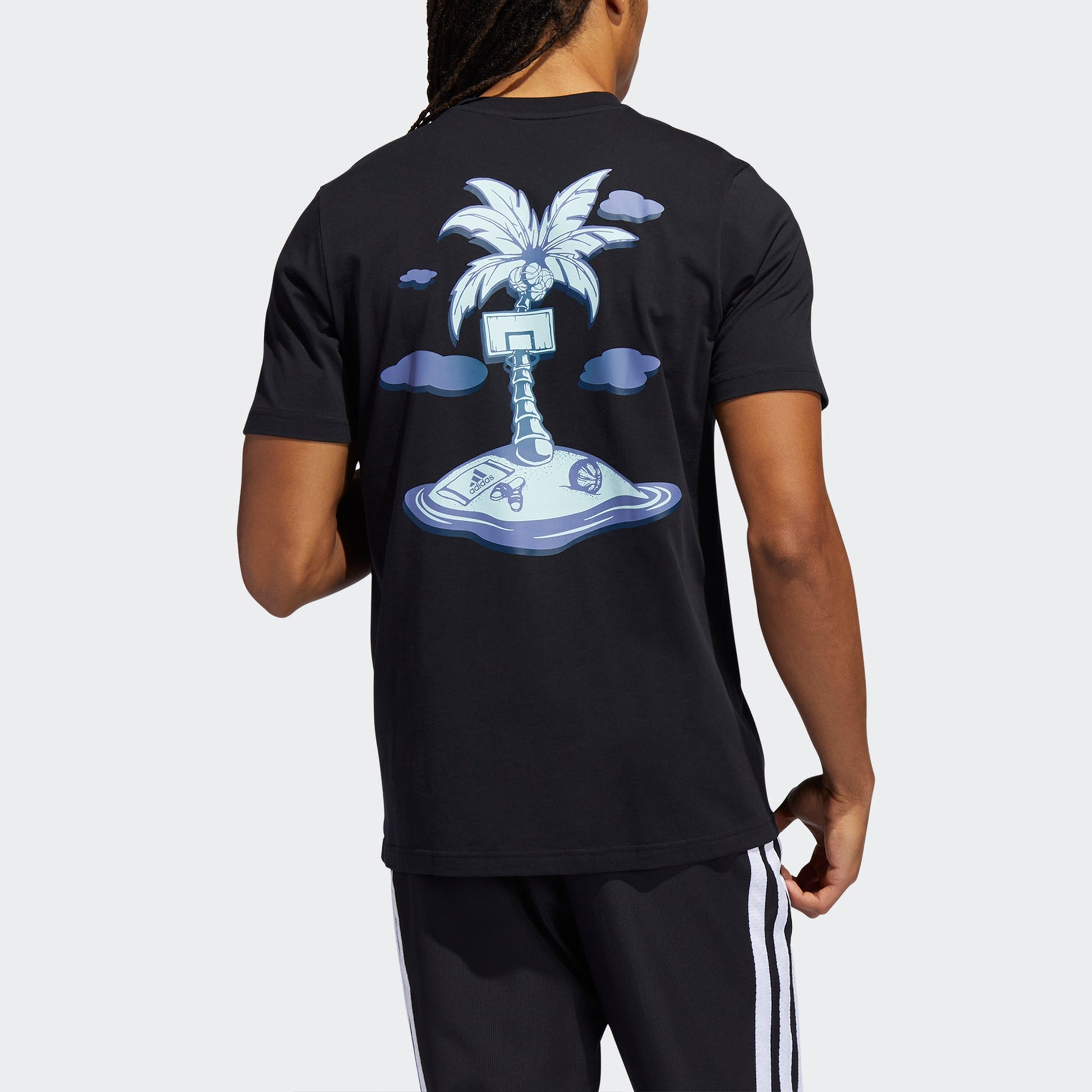 adidas Summer Bck Printing Basketball Sports Short Sleeve Black GS7188