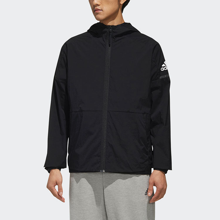 adidas Wb Light Woven Windproof hooded Logo Jacket Black FI8759