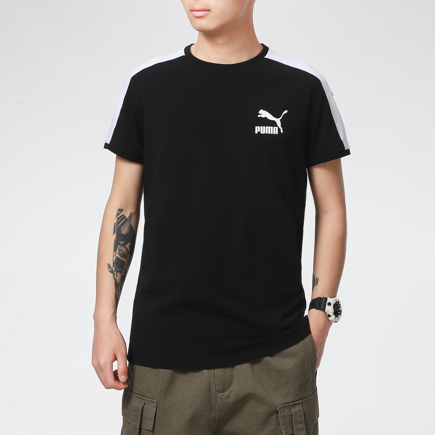 PUMA Iconic T7 T-Shirt 'Black White' 532291-01