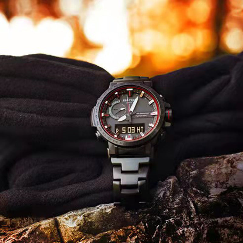 CASIO Solar Powered Sports Mens BlackRed Analog/Digital Combo PRW-60YT-1PR
