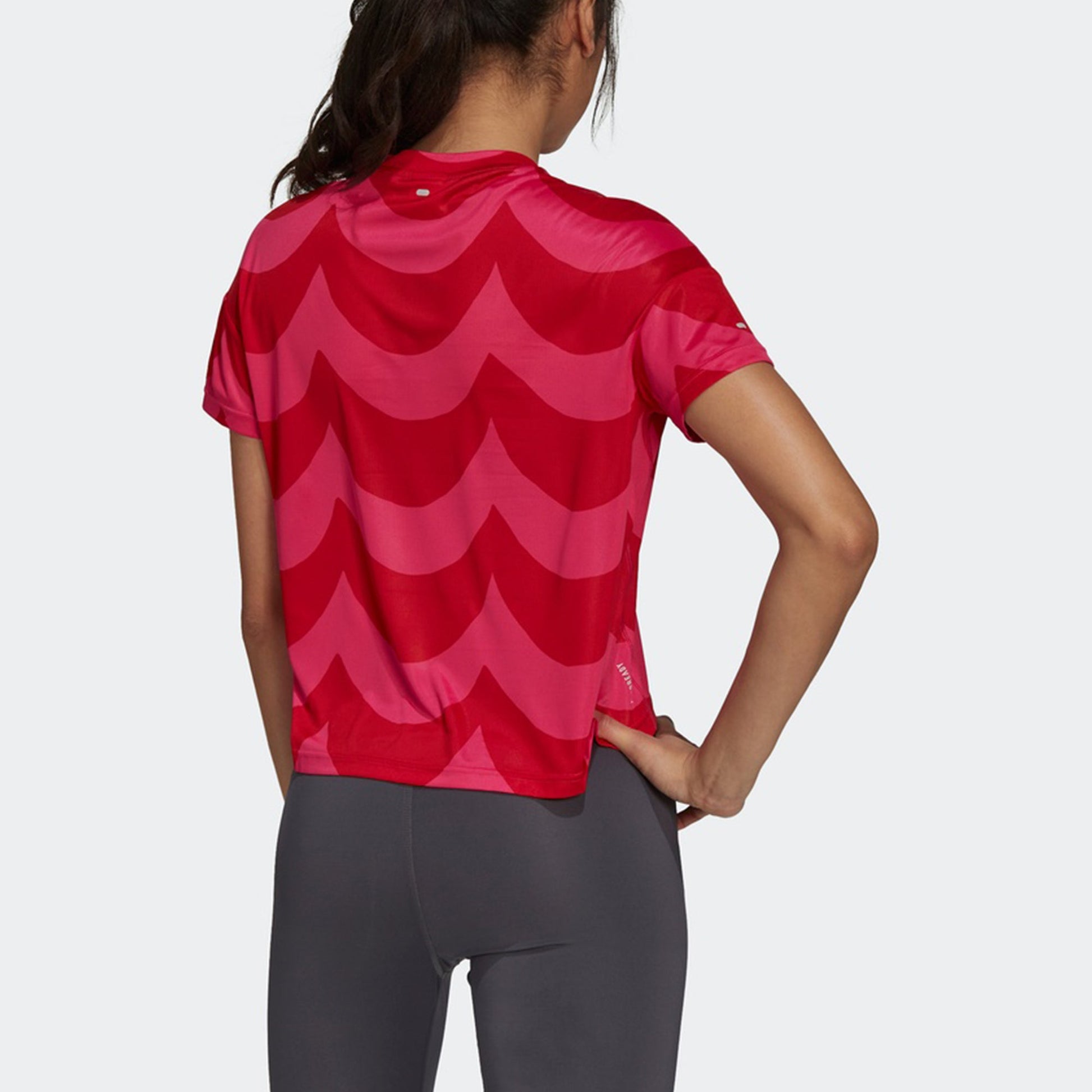 (WMNS) adidas Marimekko Tee Colorblock Running Sports Short Sleeve Pink Red GU2525