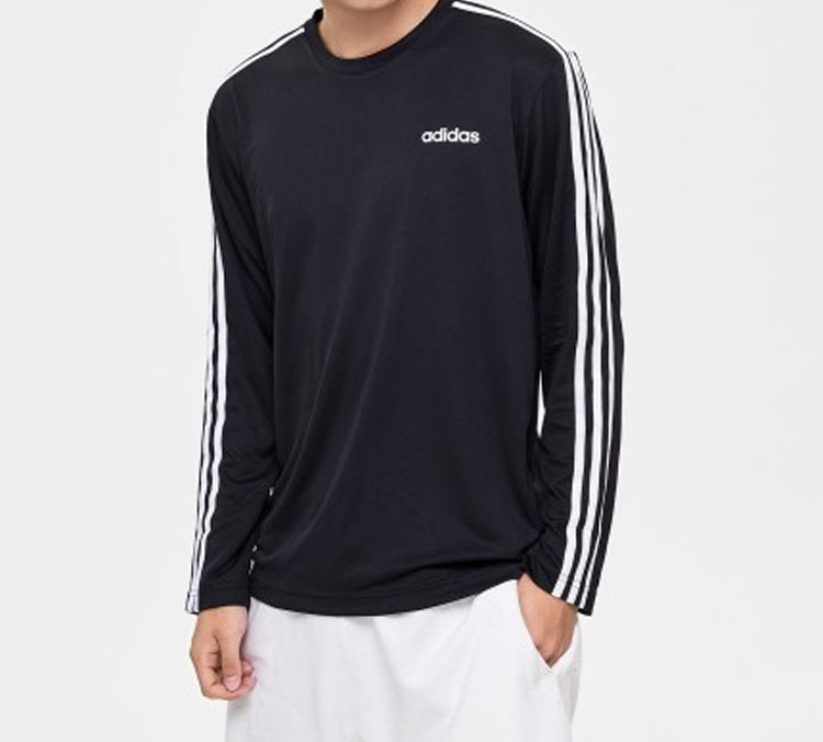 adidas D2m 3s Ls Tee Round-neck Long-sleeve Tee Men Black EI5647