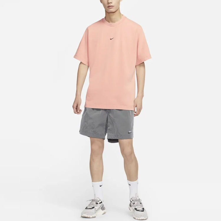 Nike Style Essentials Washed Solid Color Loose Sports Round Neck Short Sleeve Pink DM6671-827
