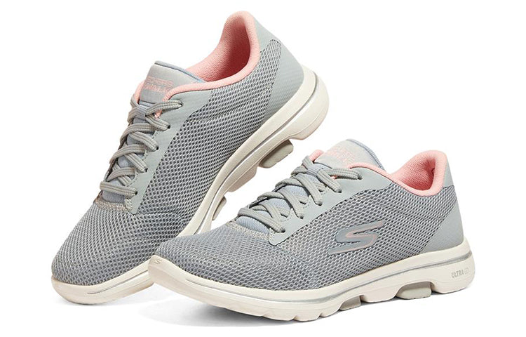 (WMNS) Skechers Go Walk 5 'Gray Pinkred' 124155-GYPK