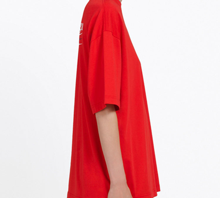 Balenciaga Sports Short Sleeve Loose Version Red 556102TAV446403
