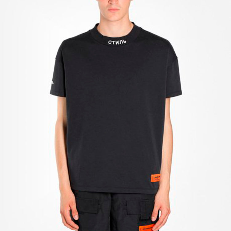 HERON PRESTON Collar  Printing Short Sleeve Unisex Black HMAA012S209130111001