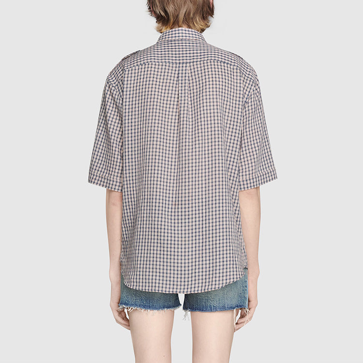 Gucci Check Mon Petit Chou Short Sleeve Shirt 'Navy' 654883-ZAG0G-4310