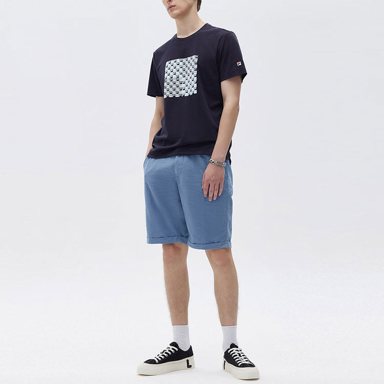 FILA Logo Printing Sports Loose Short Sleeve Blue F11M121104F-NV