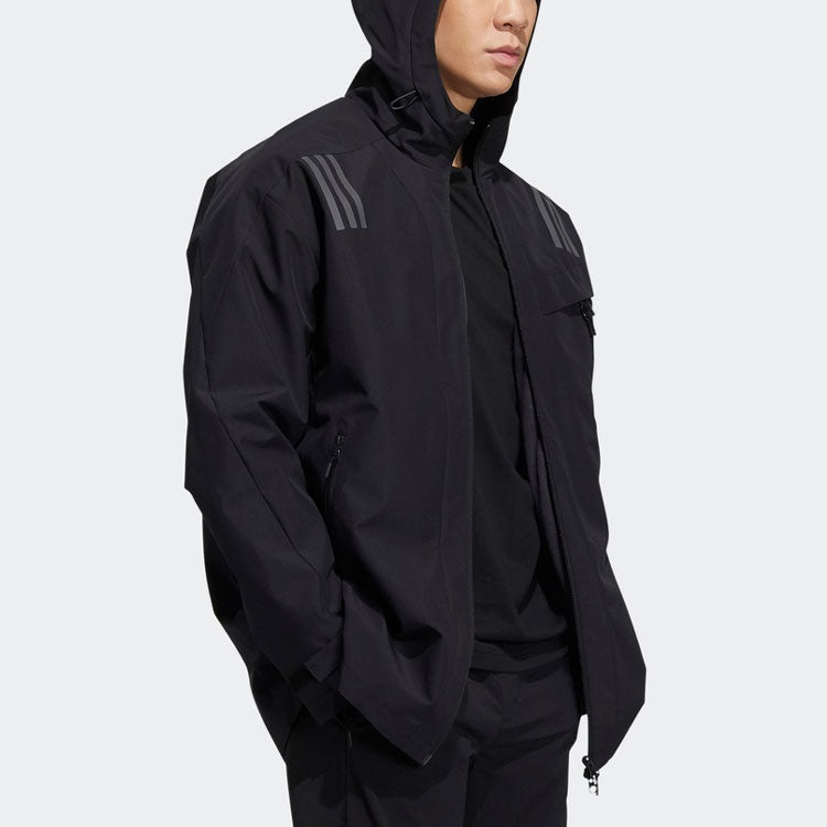 adidas Solid Color Zipper Hooded Jacket 'Black' H39311