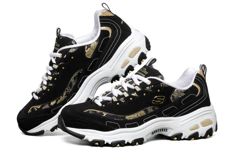 (WMNS) Skechers D lites 1.0 Black/White/Golden 13091-BKGD
