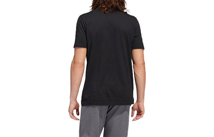 adidas Pre Olympic Met Logo Printing Sports Pullover Round Neck Short Sleeve Black GV6266