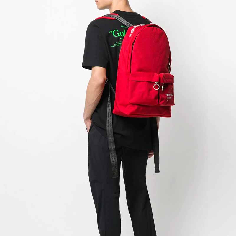 Off-White 20 Slogan Alphabet Printing Zipper backpack schoolbag Red OMNB003S205210372010