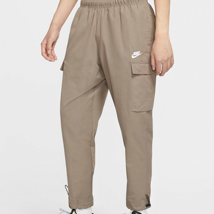 Nike Sportswear Logo Small Label Embroidered Woven Cargo Long Pants Olive Grey Gray CU4326-081