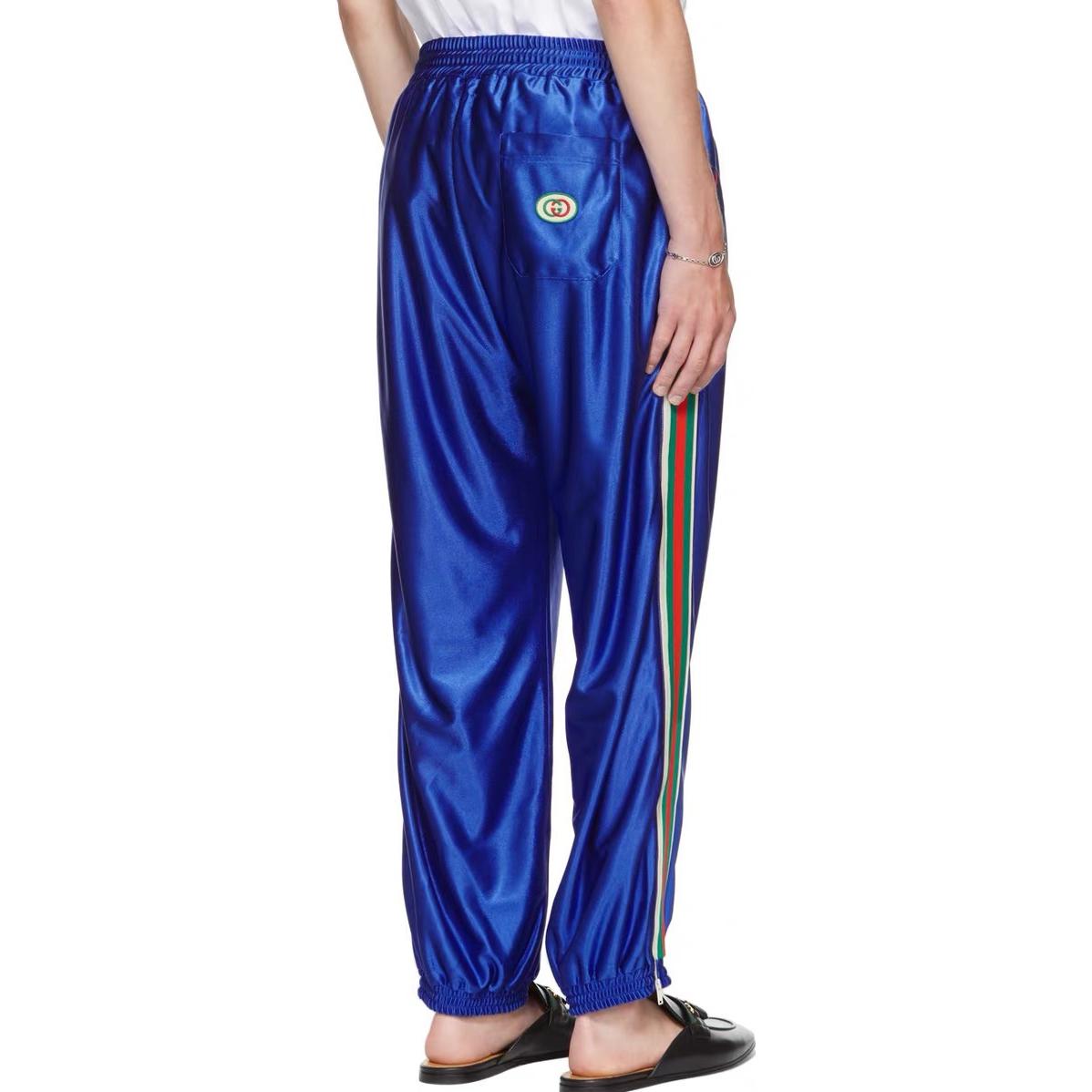 Gucci Shiny Jersey Pant With Web 'Bluette Mix' 653374-XJDI9-4364