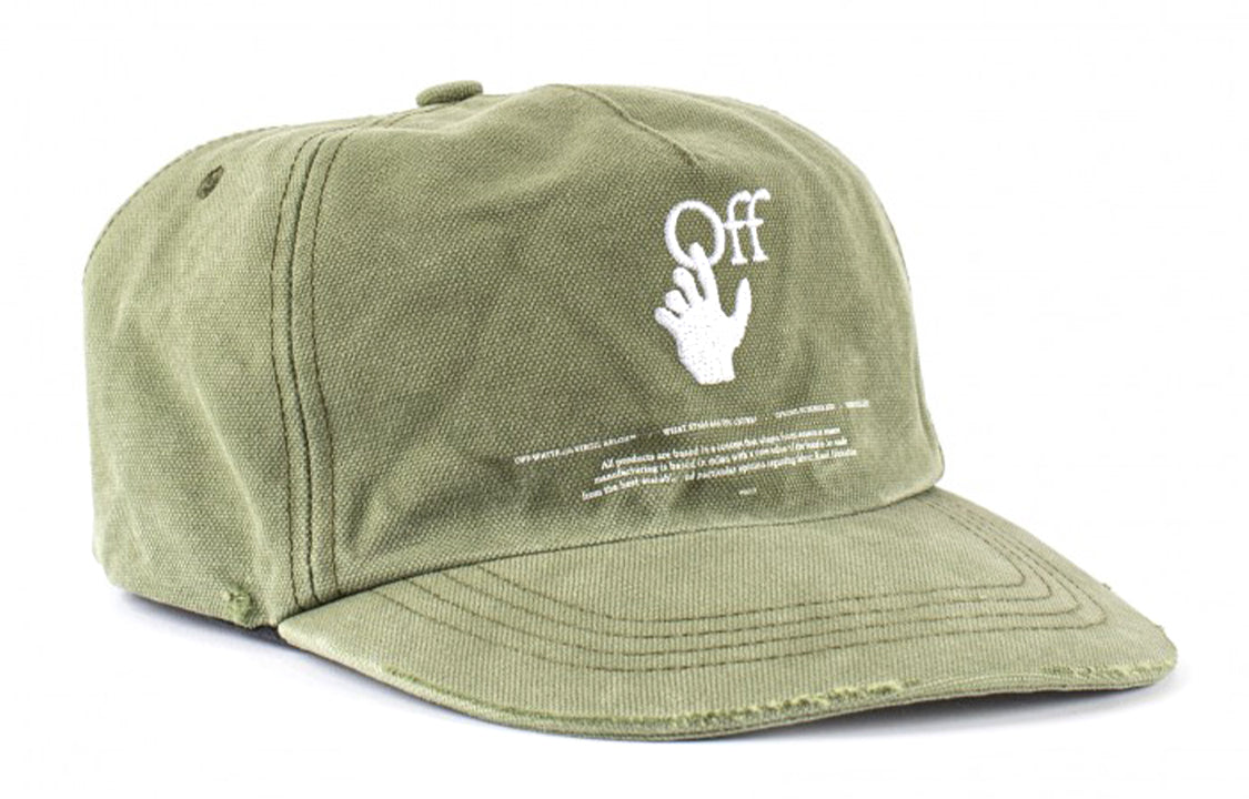 Off-White logo Embroidered Baseball Cap Green OMLB022R21FAB0035901