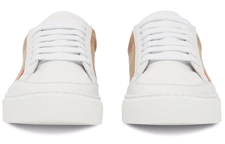 (WMNS) Burberry 25 Check and Leather Sneakers 'Optic White' 80567121