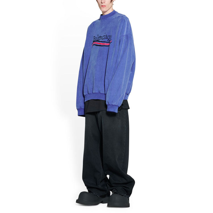Balenciaga Hand-Drawn Political Campaign Oversized Sweatshirt 'Blue' 720428TNVE84119